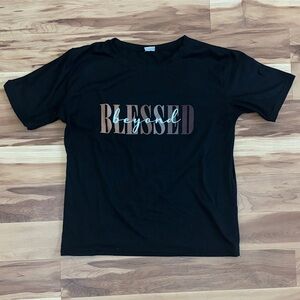 Black Graphic Tee with 'Beyond Blessed' Print